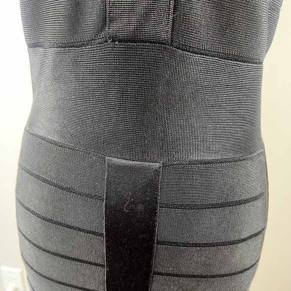 French Connection Black Knit Bandage Bodycon Dress Size 4 Cap Sleeve Y2K - Picture 6 of 12